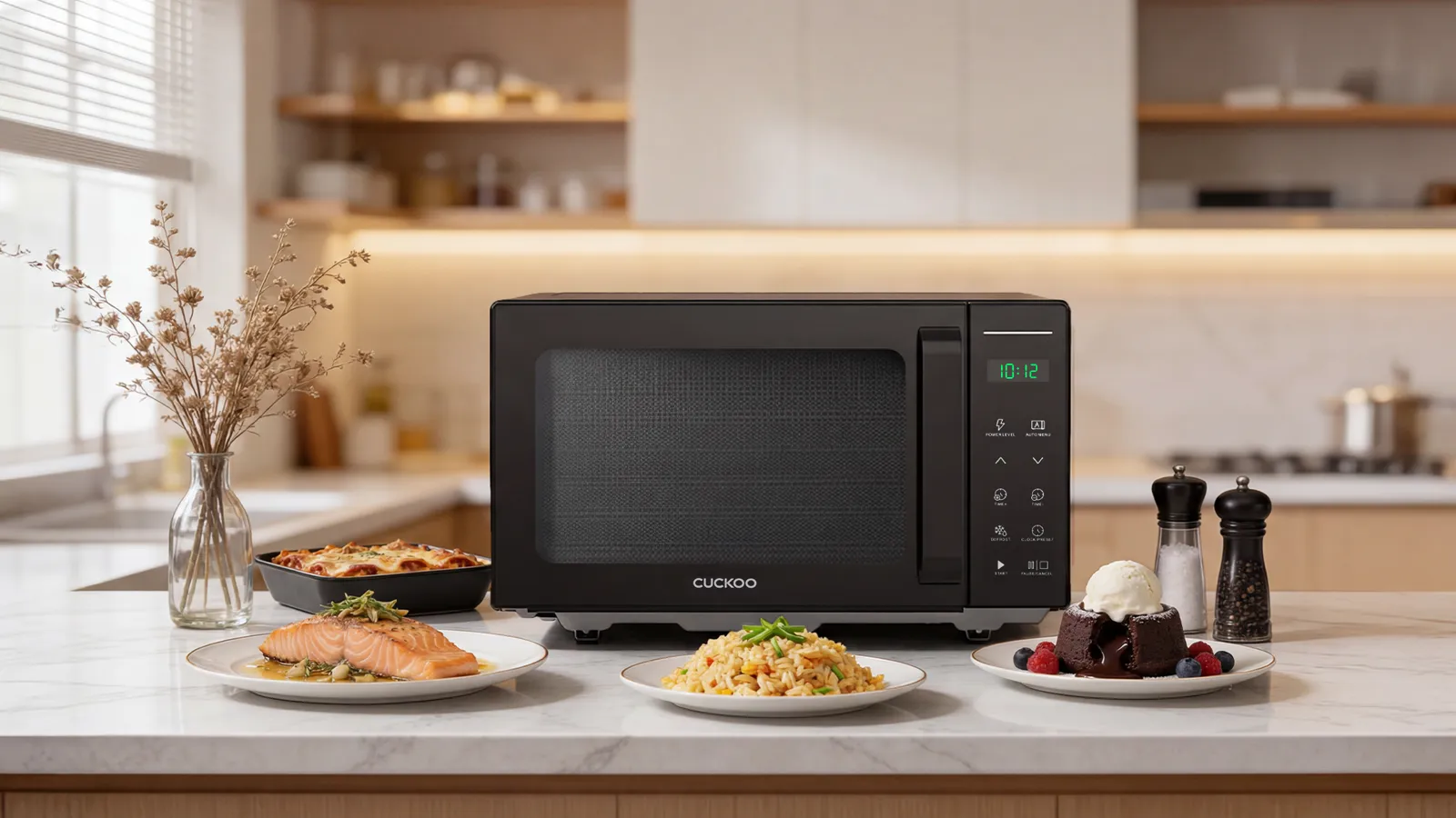 CUCKOO FlatX Microwave in a kitchen