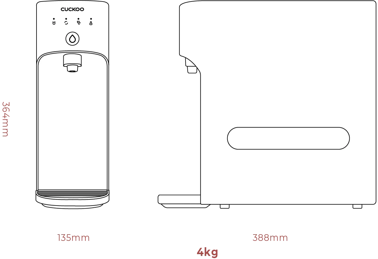Dimensi KIUT: 135 × 388 × 364 mm