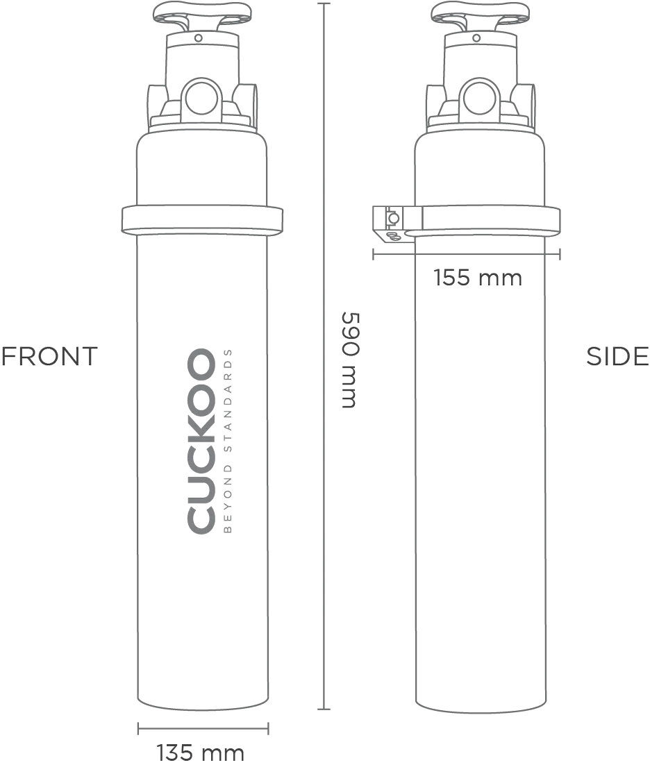 CUCKOO PRIME X3 — front and side dimensions