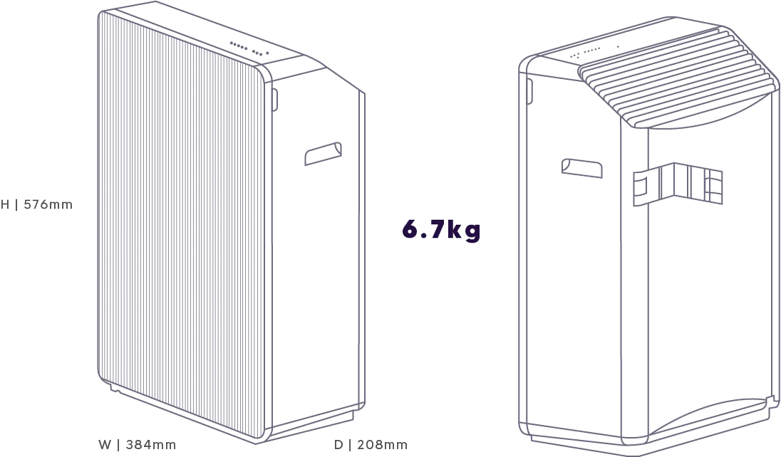 CUCKOO R Model — dimensions 384 × 208 × 576 mm, 6.7 kg