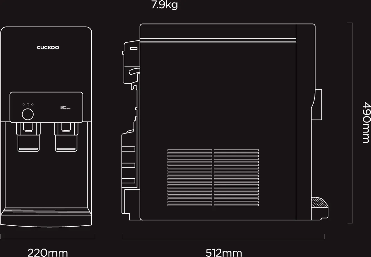 Dimensi VIVID: 220 × 512 × 490 mm, 7.9 kg